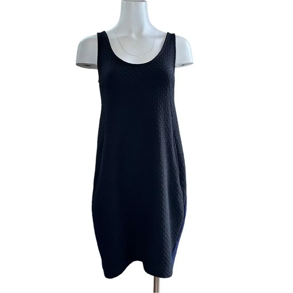 Maeve Anthropologie Sidelong Seared Black & Navy Blue Tunic Slip Dress Small S - Picture 2 of 10